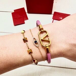 Pink Leather Valentino Garavani Bracelet